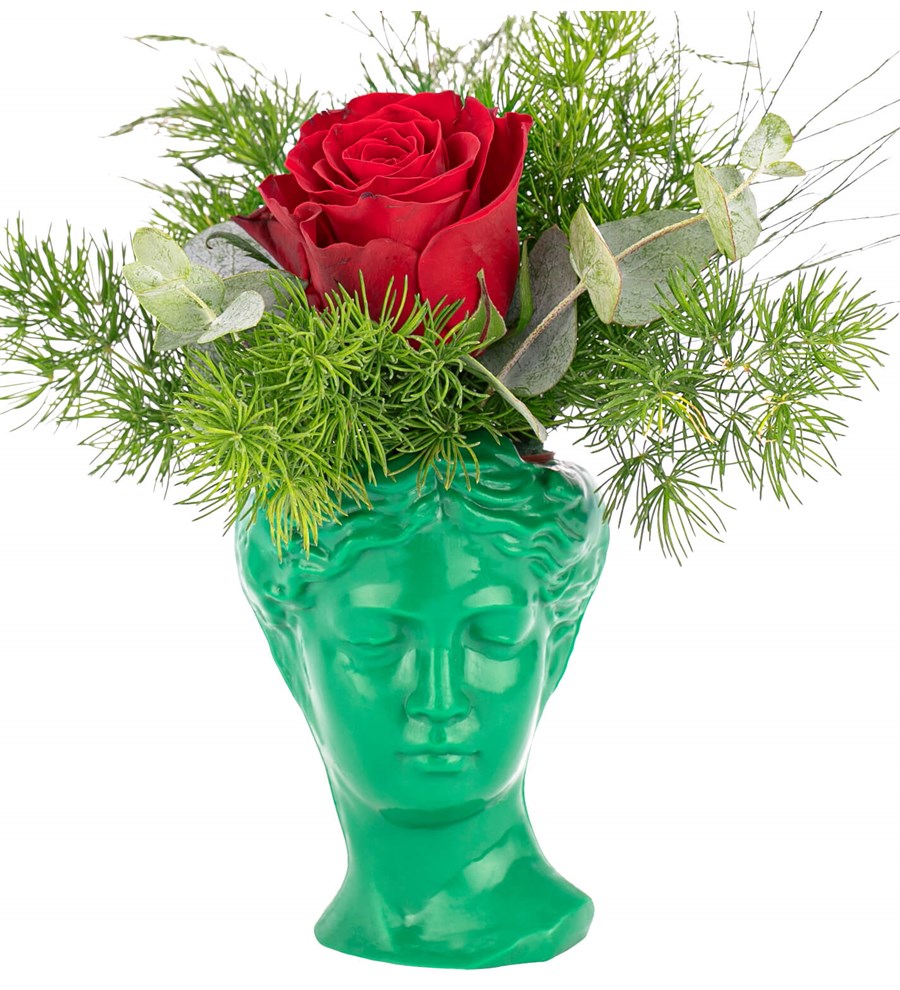 Mini Helen Serisi Kırmızı Gül Tasarım - Yaprak Yeşili