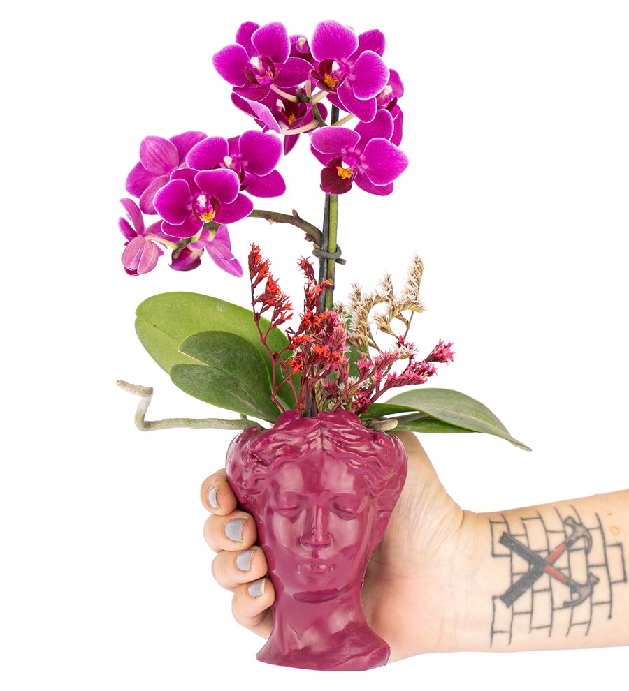 Mini Helen Serisi Tek Dal Orkide Tasarım - Mürdüm