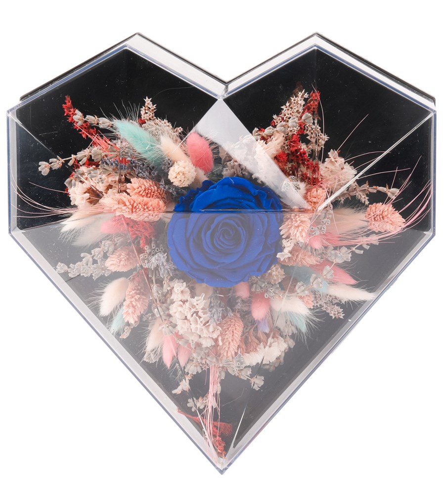Love Box - Kalp Kutuda Parlament Mavi Solmayan Gül Tasarım 