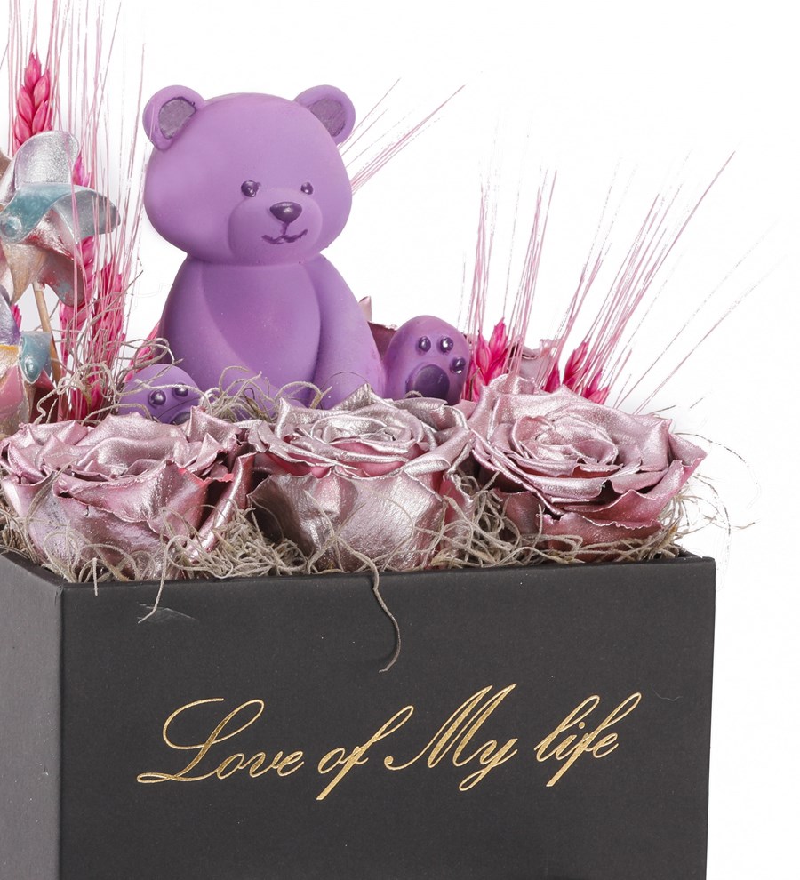 Love Of My Life Serisi Silver Pink Solmayan Gül Tasarım ve Çikolata