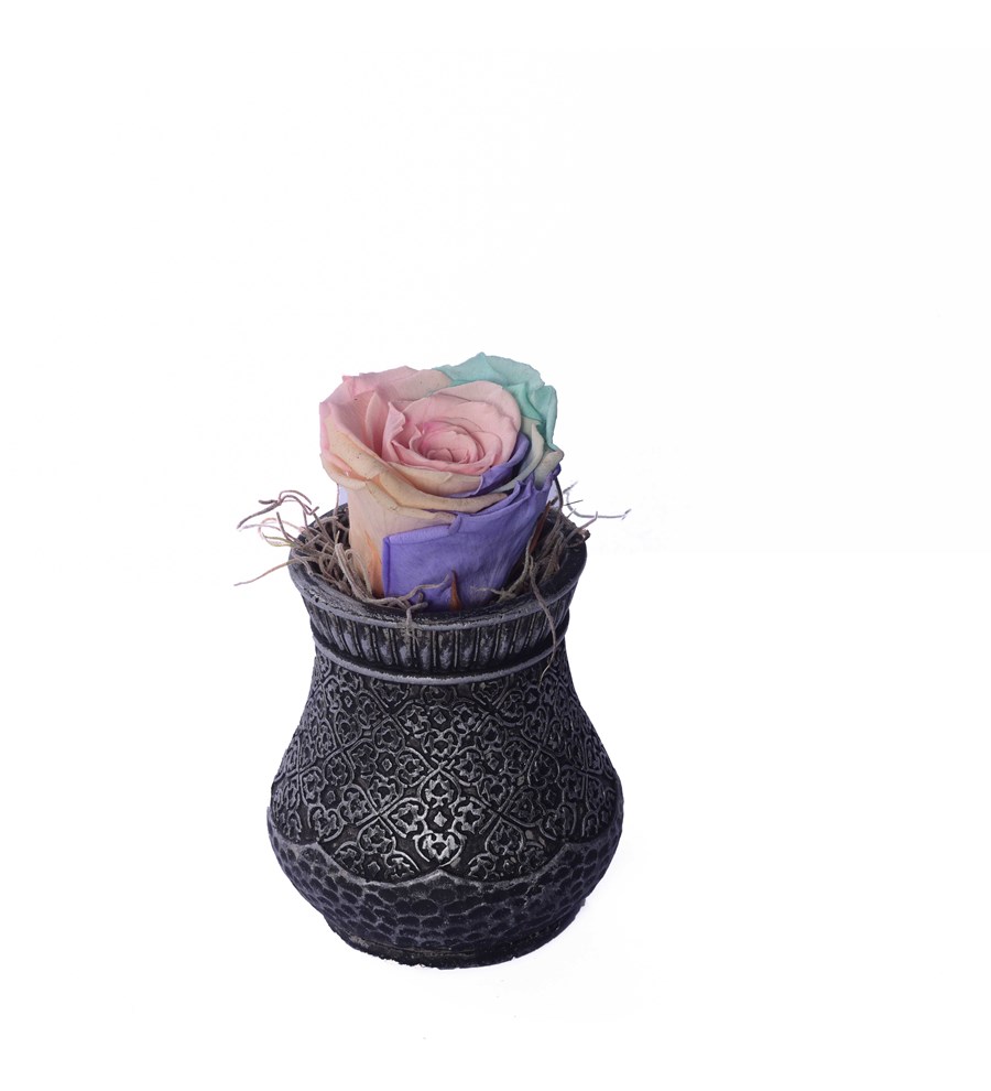 Vase in Ottoman Serisi Soft Rainbow Solmayan Gül