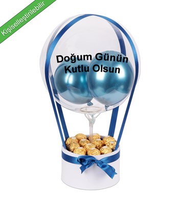 Balonlu Rocher Çikolatalı Beyaz Kutu