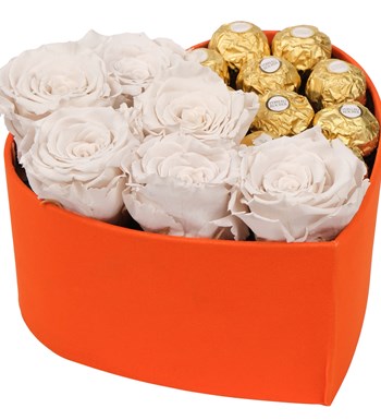 Oranje Box Solmayan Beyaz Gül ve Rocher Çikolata