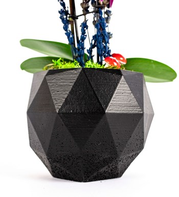 Geometrik Saksıda Mini Orkide Tasarım - Black